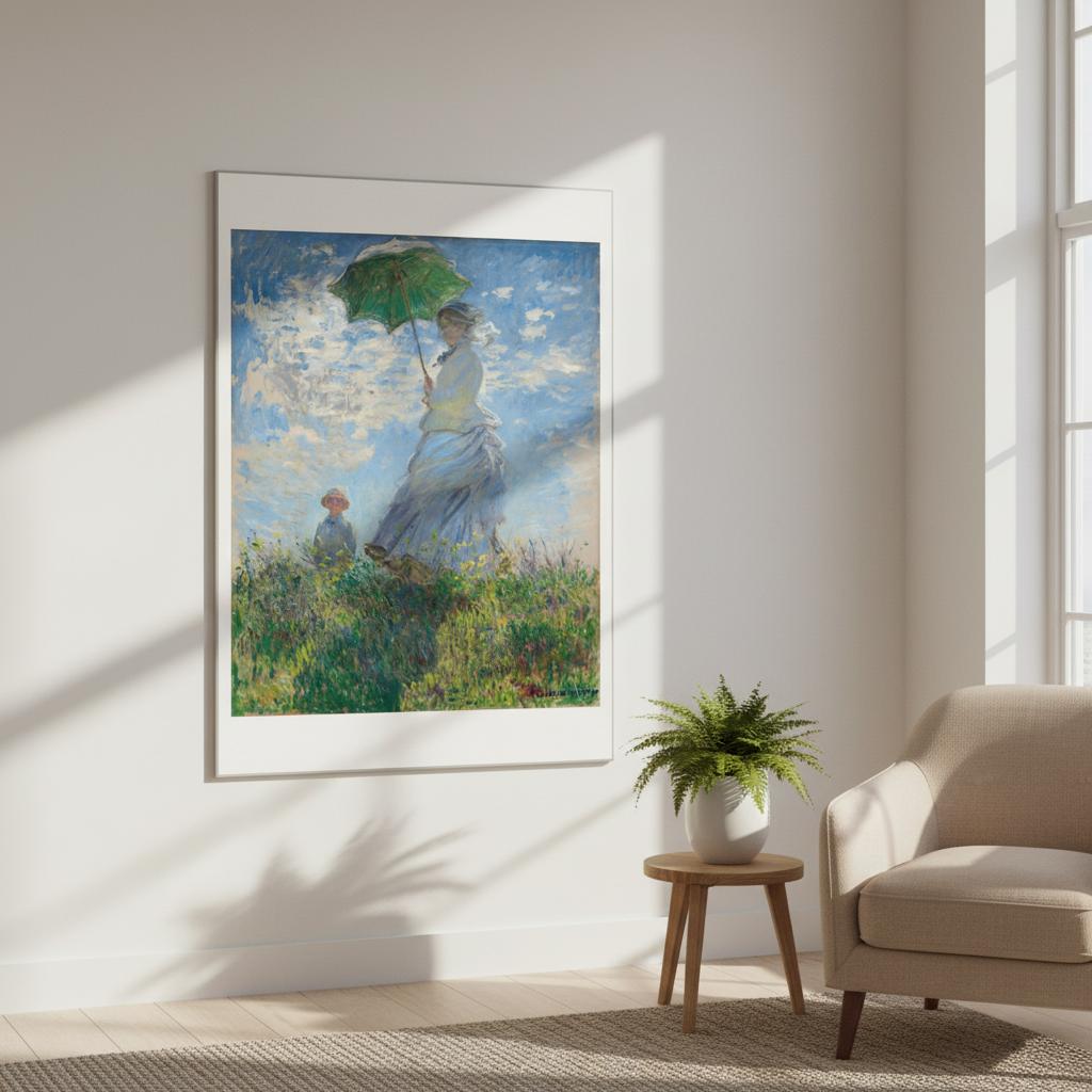 Woman with an Umbrella Madam Monet and Her Son - Claude Monet, Premium Print